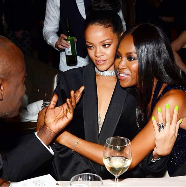 Rihanna poses with Naomi Campbell and W magazine's, Edward Enninful. 