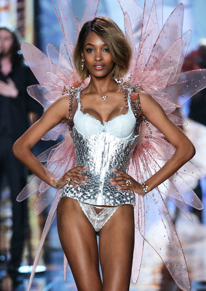 Jourdan Dunn seen walking on ramp during Victoria's Secret Fashion Show 2014 in London
